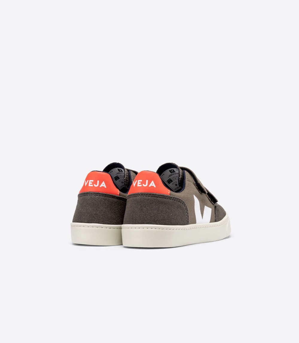 Veja Trainers Kids Grey/Orange/White - V-12 Velcro Canvas - BHWT-36921